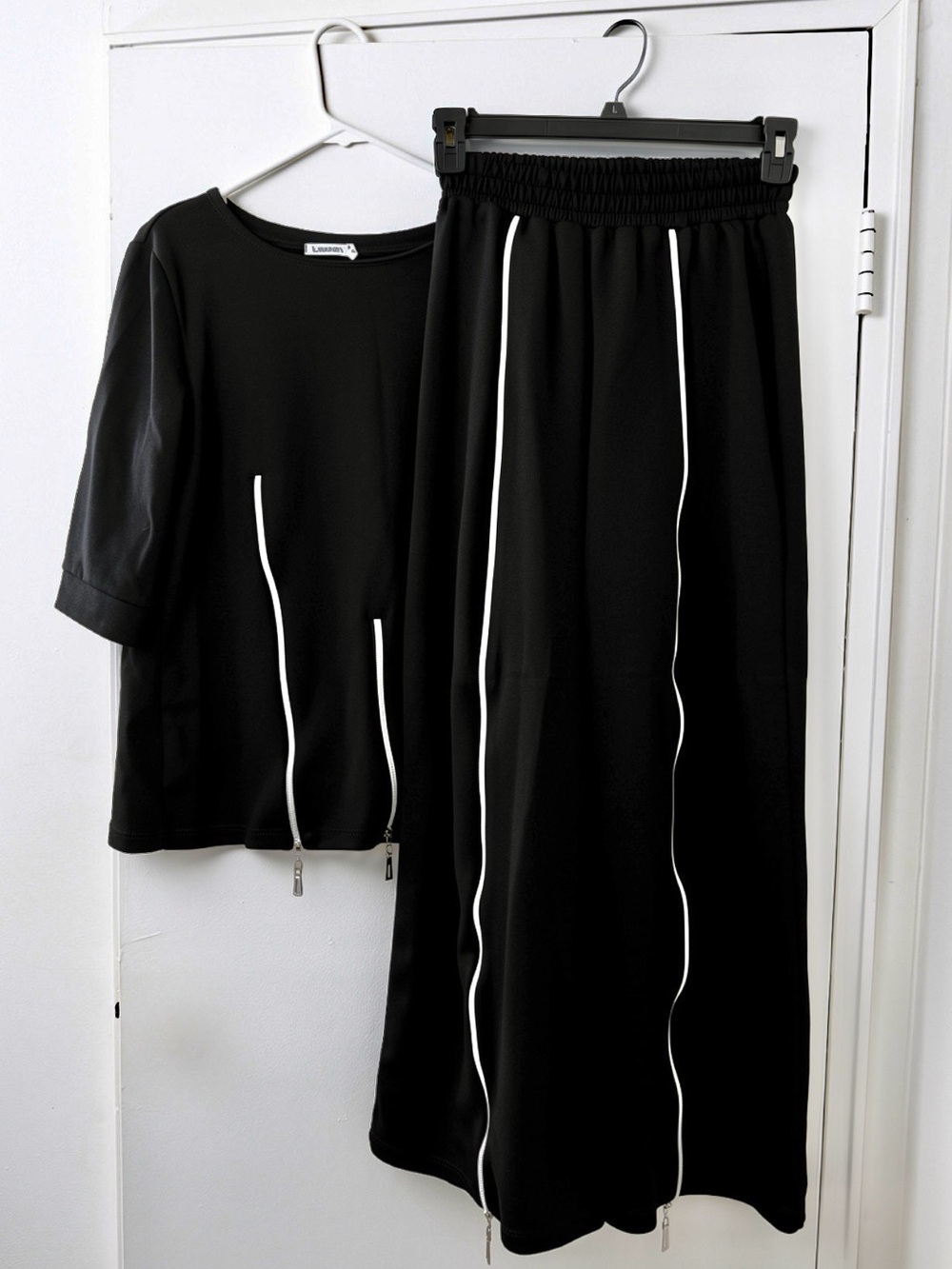 Black Wide-Leg Zip-Detail Jumpsuit